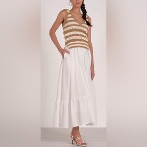 Elan White Maxi Skirt with Tiered Hem